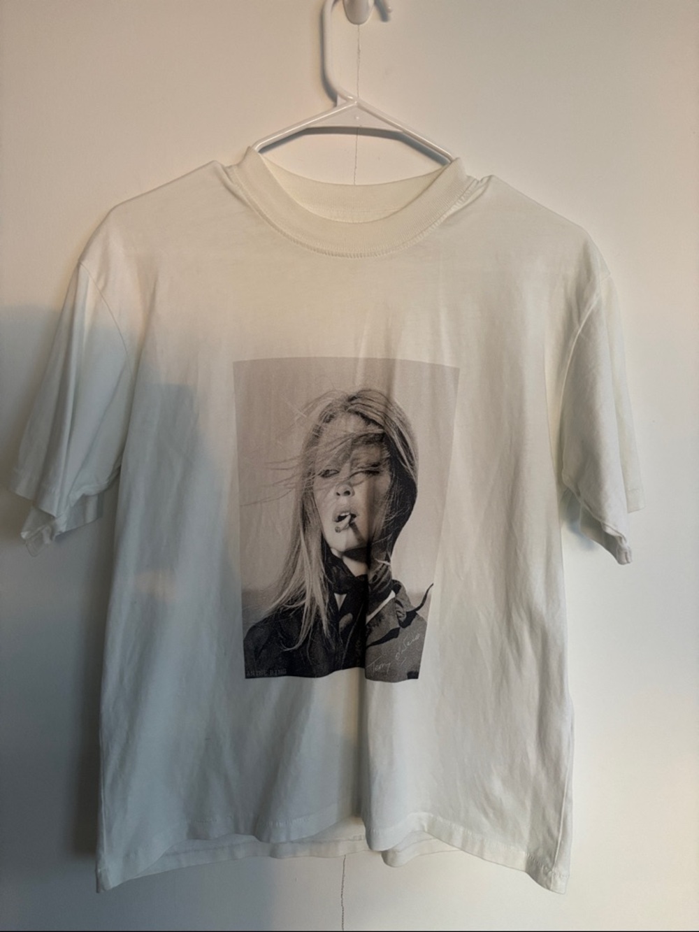 Anine Bing White Short-Sleeve Tee with Black-and-White Photo Print
